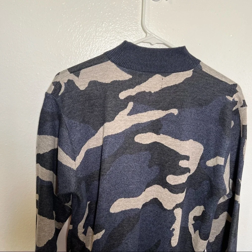 Whipper In Boys Sz 18/20 Quarter Zip Pullover Sweater Blue Gray Black Camouflage